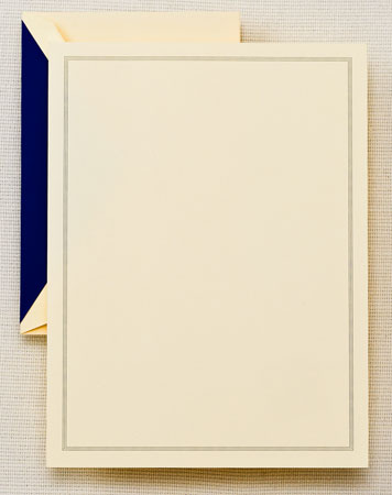 Boxed Stationery Sets by Crane - Ecruwhite Regent Blue Triple Hairline Half Sheet