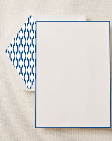 Crane Boxed Stationery Sets - Regent Blue Bordered Half Sheet with Fashion Liner Crane Boxed Stationery Sets - Regent Blue Bordered Half Sheet with Fashion Liner