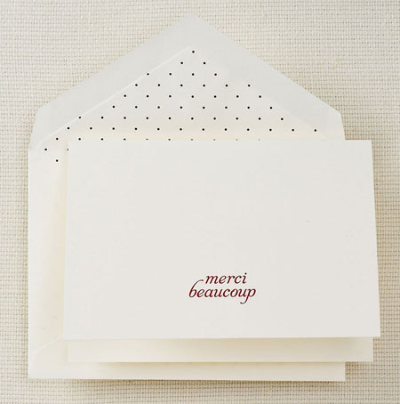 Crane Boxed Stationery Sets - Merci Beaucoup Thank You Note Crane Boxed Stationery Sets - Merci Beaucoup Thank You Note