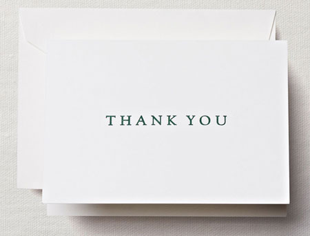 Boxed Stationery Sets by Crane - Letterpress Thank You Note