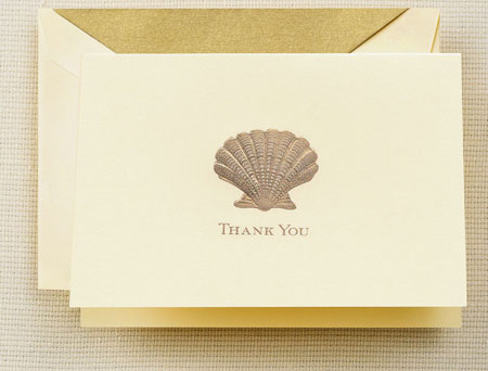 Crane Boxed Stationery Sets - Hand Engraved Scallop Thank You Note Crane Boxed Stationery Sets - Hand Engraved Scallop Thank You Note