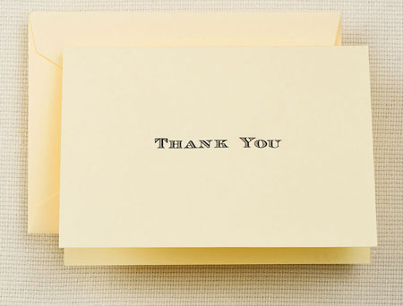 Boxed Stationery Sets by Crane - Black Hand Engraved Thank You Note