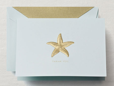 Boxed Stationery Sets by Crane - Hand Engraved Starfish Thank You Note