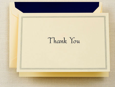 Boxed Stationery Sets by Crane - Regent Blue Triple Hairline Thank You Note