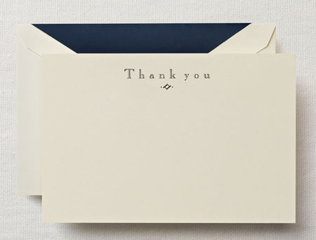 Boxed Stationery Sets by Crane - Navy Thank You Card