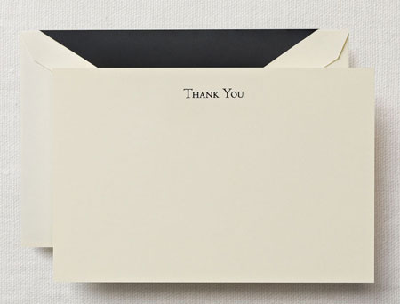 Boxed Stationery Sets by Crane - Black Hand Engraved Thank You Card