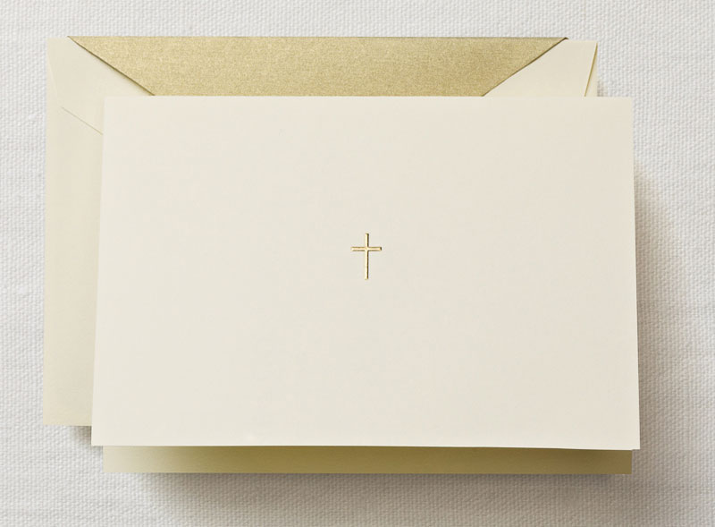 Boxed Stationery Sets by Crane Hand Engraved Ecruwhite Gold Cross