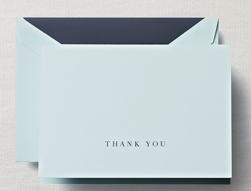 Crane & Co. Engraved Beach Glass Thank You Notes - Pack Of 10 Elegant Cotton Cards