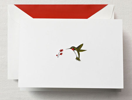 Boxed Stationery Sets by Crane - Hand Engraved Hummingbird Note