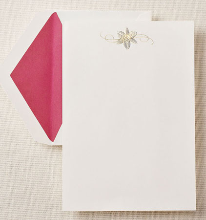Crane Boxed Stationery Sets - Hand Engraved Fleur de Lis Half Sheet Crane Boxed Stationery Sets - Hand Engraved Fleur de Lis Half Sheet