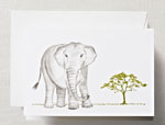 Crane Boxed Stationery Sets - Brushstroke Elephant Note