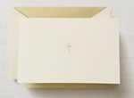 Crane Boxed Stationery Sets - Hand Engraved Ecruwhite Gold Cross Note