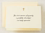 Crane Boxed Stationery Sets - Hand Engraved Gold Cross Sympathy Acknowledgement Note