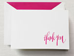 Boxed Stationery Sets by Crane - Hand Engraved Raspberry Thank You Note