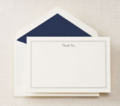Boxed Stationery Sets by Crane - Navy Triple Hairline Thank You Card