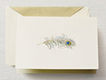 Crane Boxed Stationery Sets - Hand Engraved Peacock Feather Note
