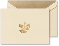 Crane Boxed Stationery Sets - Hand Engraved Ginkgo Leaf Note