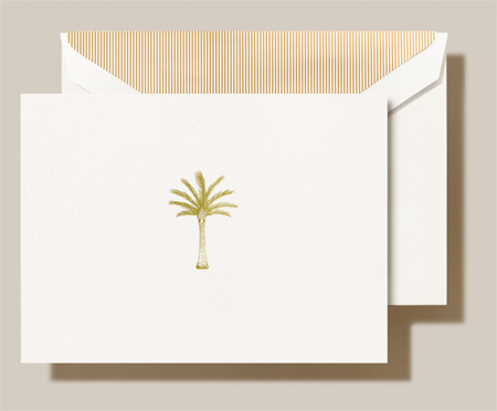 Boxed Stationery Sets by Crane - Hand Engraved Palm Tree Note