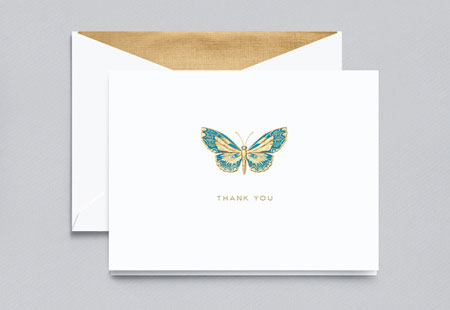 Boxed Thank You Notes by Crane (Engraved Butterfly)
