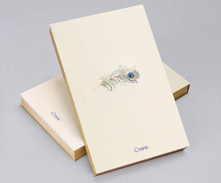 Non-Personalized Notepads by Crane (Engraved Peacock Feather Gold Foil Edge)