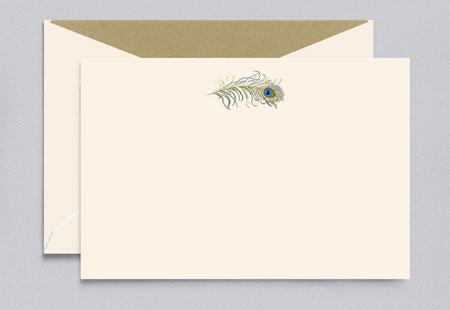 Boxed Correspondence Cards by Crane (Engraved Peacock Feather) Boxed Correspondence Cards by Crane (Engraved Peacock Feather)