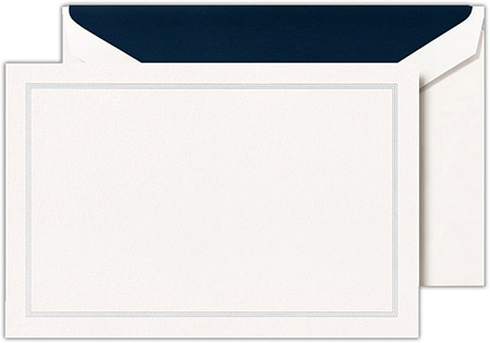 Boxed Correspondence Cards by Crane (Navy Triple Hairline Frame Pearl White)
