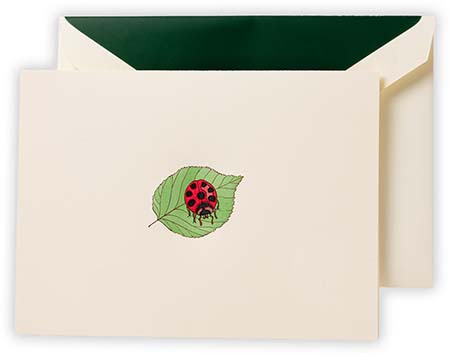 Boxed Folded Notes by Crane (Engraved Ladybug On Leaf) Boxed Folded Notes by Crane (Engraved Ladybug On Leaf)