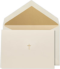 Boxed Stationery Sets by Crane - Hand Engraved Ecruwhite Gold Cross Note