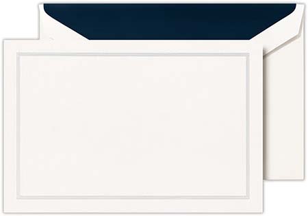 Boxed Correspondence Cards by Crane (Navy Triple Hairline Frame)