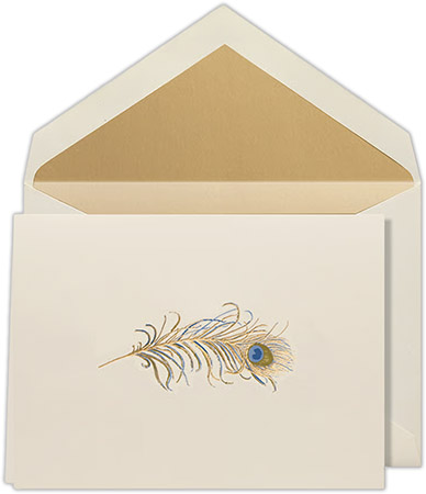 Boxed Stationery Sets by Crane - Hand Engraved Peacock Feather Note