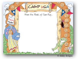 Dinky Designs Flat Note Stationery - Log Cabin Frog and Rabbit Dinky Designs Flat Note Stationery - Log Cabin Frog and Rabbit