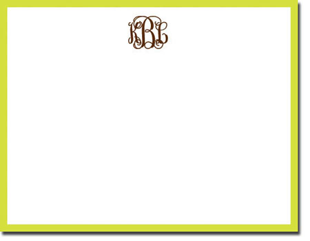 Donovan Designs Stationery/Thank You Notes - Lime Solid Border (Flat)