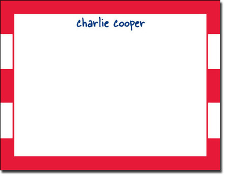 Donovan Designs Stationery/Thank You Notes - Red Stripe (Flat)