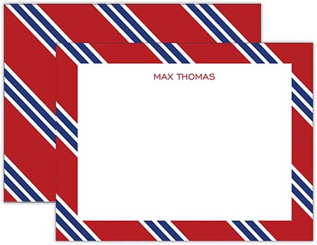 Stationery/Thank You Notes by Donovan Designs - Red/Blue Repp Tie