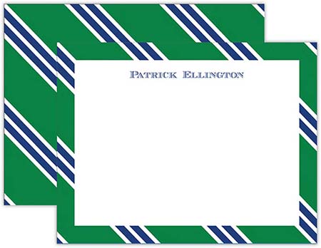 Stationery/Thank You Notes by Donovan Designs - Green/Blue Repp Tie