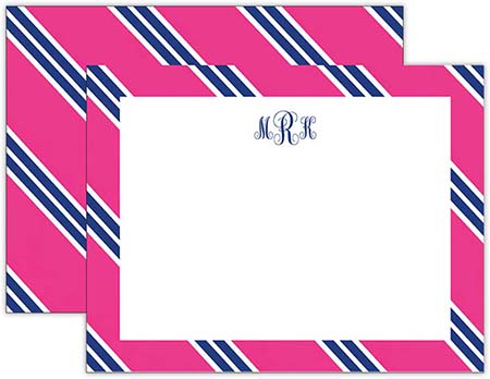 Stationery/Thank You Notes by Donovan Designs - Hot Pink/Blue Repp Tie