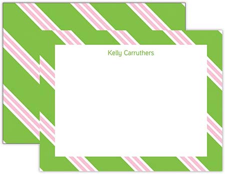Stationery/Thank You Notes by Donovan Designs - Green/Pink Repp Tie