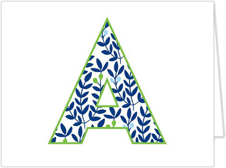 Stationery/Thank You Notes by Donovan Designs - Navy Initial (Folded)