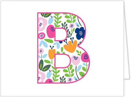 Stationery/Thank You Notes by Donovan Designs - Pink Initial (Folded)