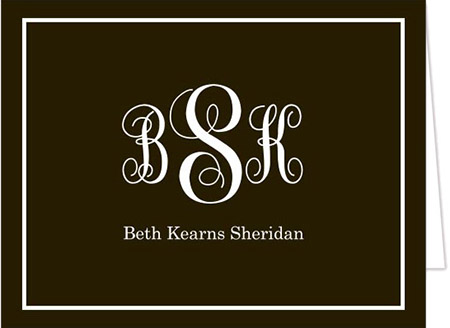 Stationery/Thank You Notes by Donovan Designs - Monogram and Line Solid with Border (Folded)