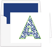 Stationery/Thank You Notes by Donovan Designs - Navy Initial (Folded)