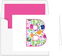 Stationery/Thank You Notes by Donovan Designs - Pink Initial (Folded)