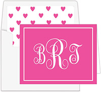Stationery/Thank You Notes by Donovan Designs - Monogram Solid with Border (Folded)
