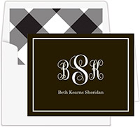 Stationery/Thank You Notes by Donovan Designs - Monogram and Line Solid with Border (Folded)
