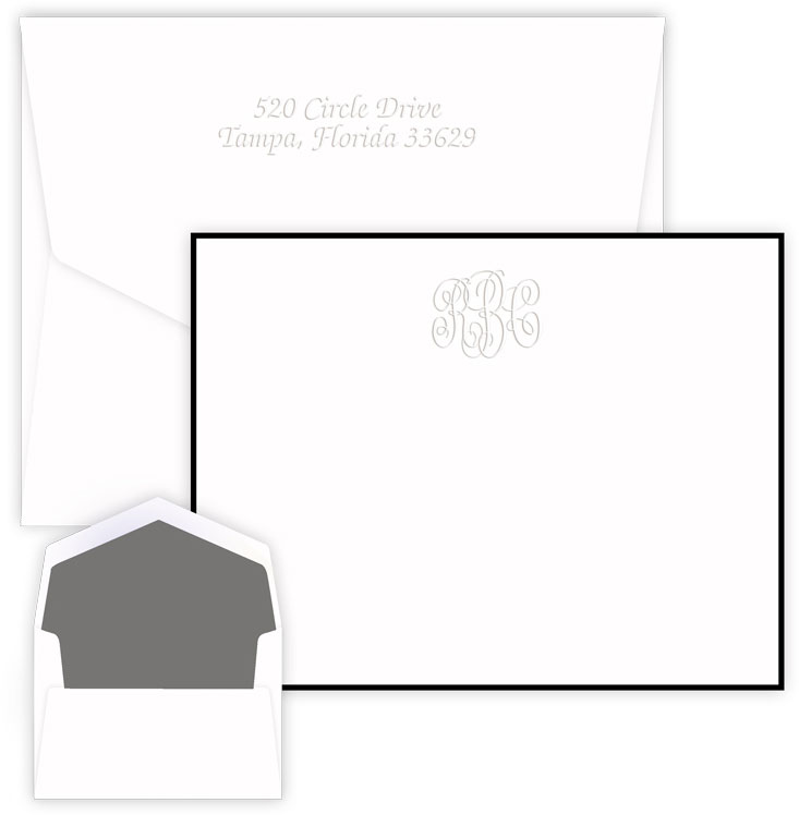 Delavan Monogram Blind Embossed Correspondence Cards by Embossed