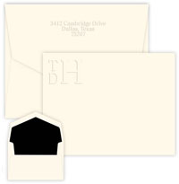 Stacked Monogram Blind Embossed Correspondence Cards by Embossed Graphics