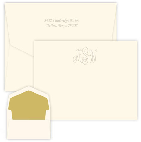 Classic Monogram Embossed Correspondence Cards by Embossed Graphics