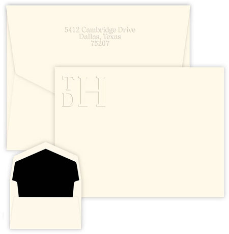 Stacked Monogram Blind Embossed Correspondence Cards by Embossed Graphics Stacked Monogram Blind Embossed Correspondence Cards by Embossed Graphics