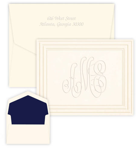Classic Frame Monogram Embossed Note Cards by Embossed Graphics
