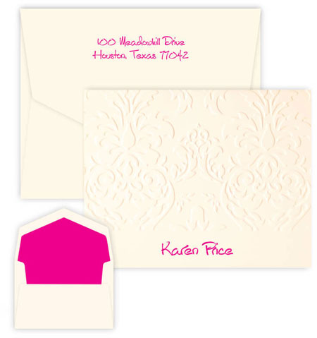 Damask Thermography Printed Note Cards by Embossed Graphics